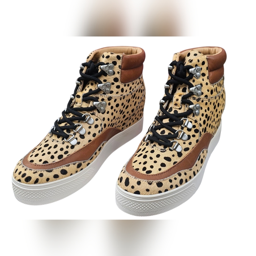 Dolce Vita NEW Size 8 Weber Leopard Print Cow Hair & Leather High-Tops 2.5" Heel - Picture 3 of 15